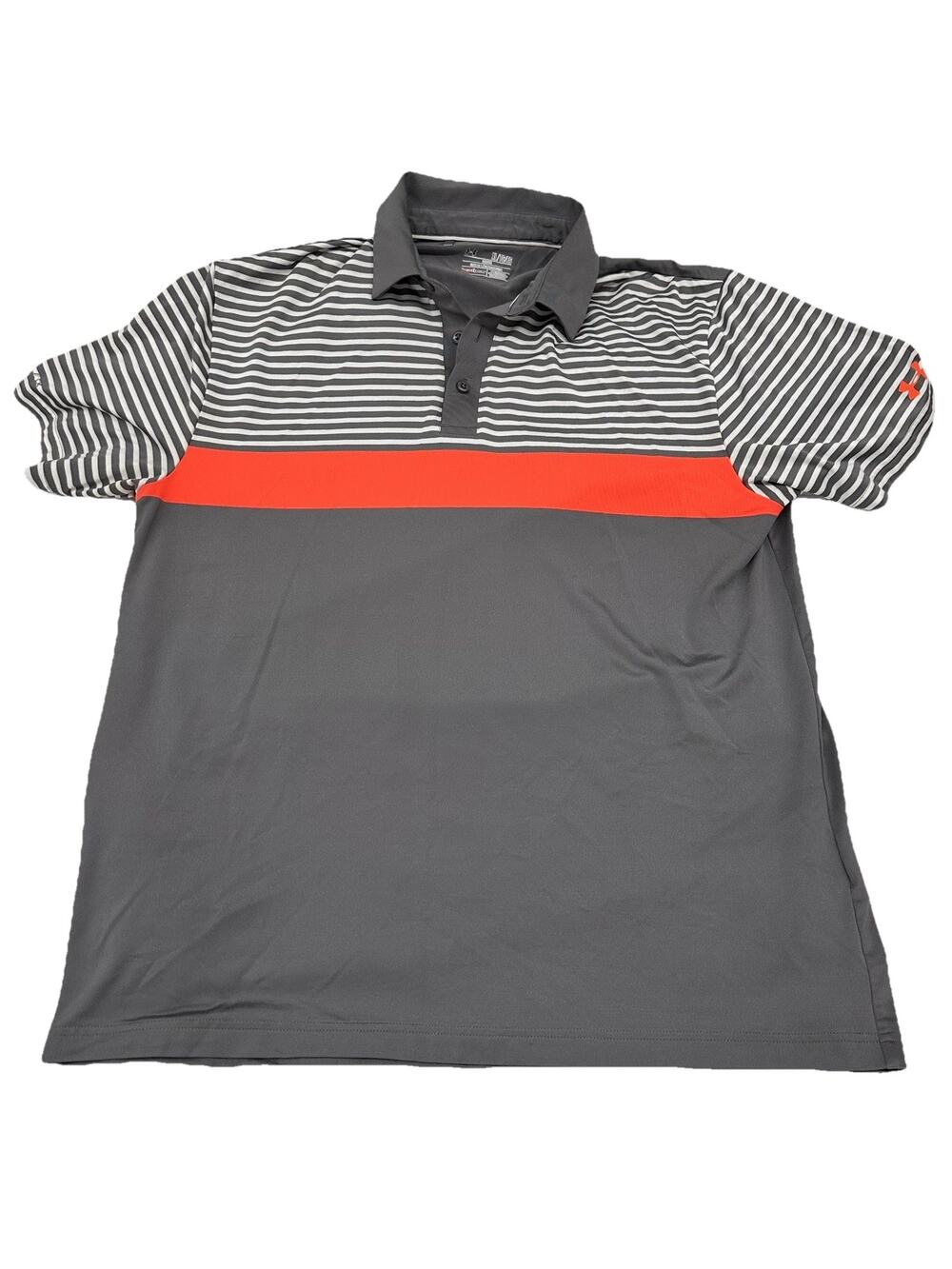 Under Armour Polo Golf shirt Men’s X-Large Gray Stripes ColdBlack Heat Gear